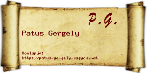 Patus Gergely névjegykártya